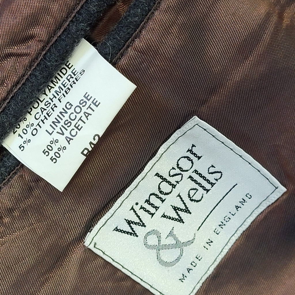 Windsor Wells 80s Grey Wool Button Overcoat Uk Men's Size Large