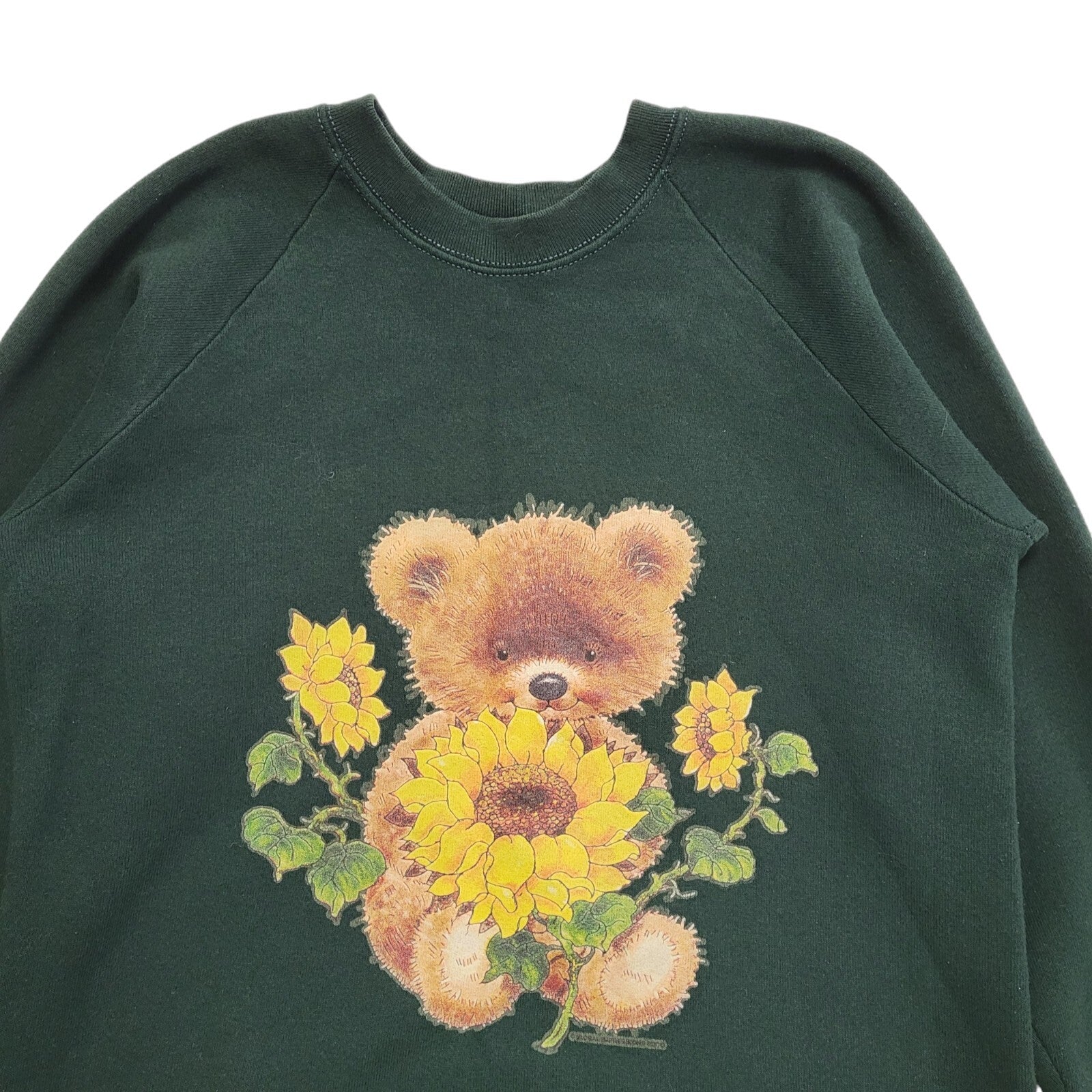 90s Fruit Of The Loom Green Bear Sweatshirt Uk Women's Size XL