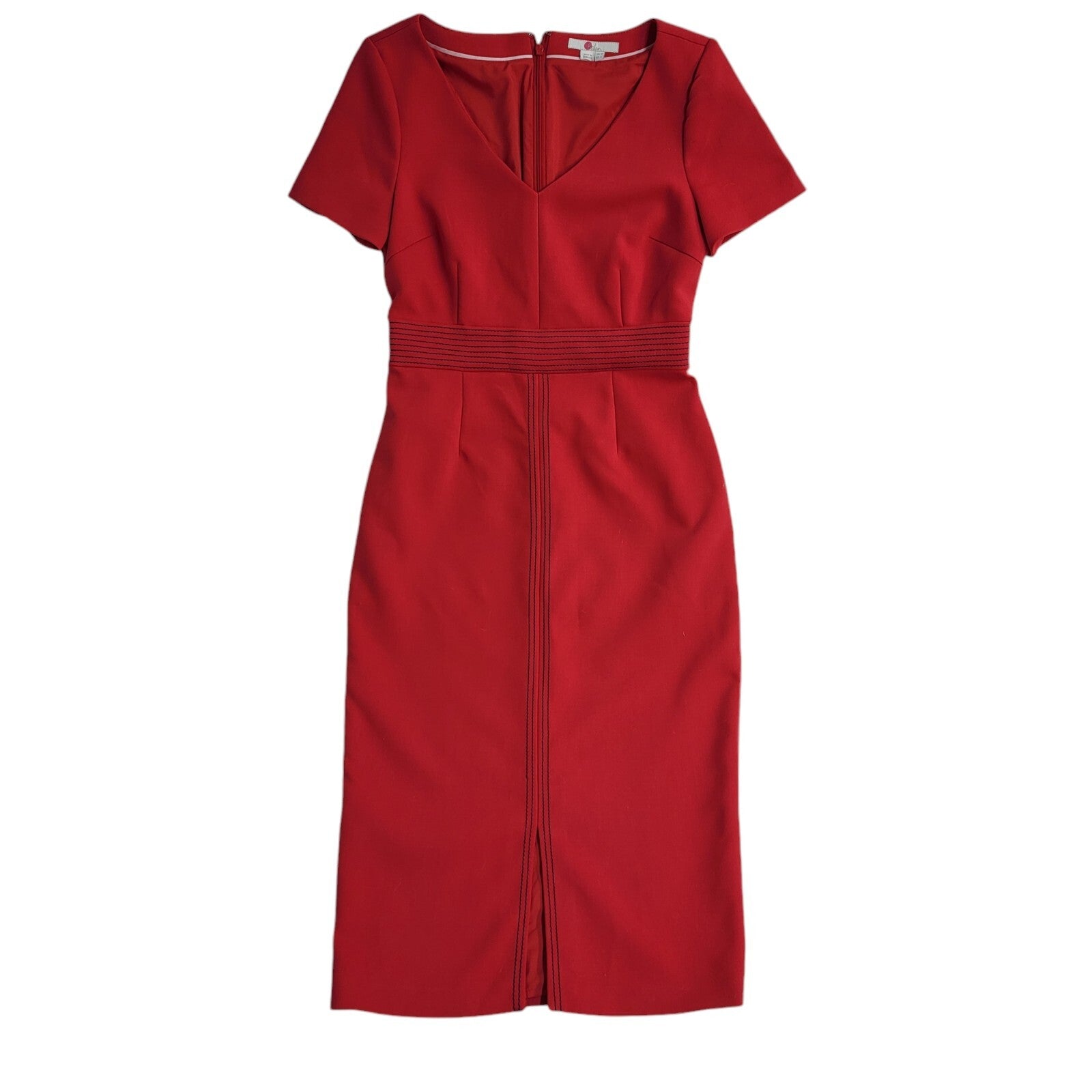 Boden Red V-Neck Short Sleeve Midi Dress Vintage Y2K Women's UK Size 10
