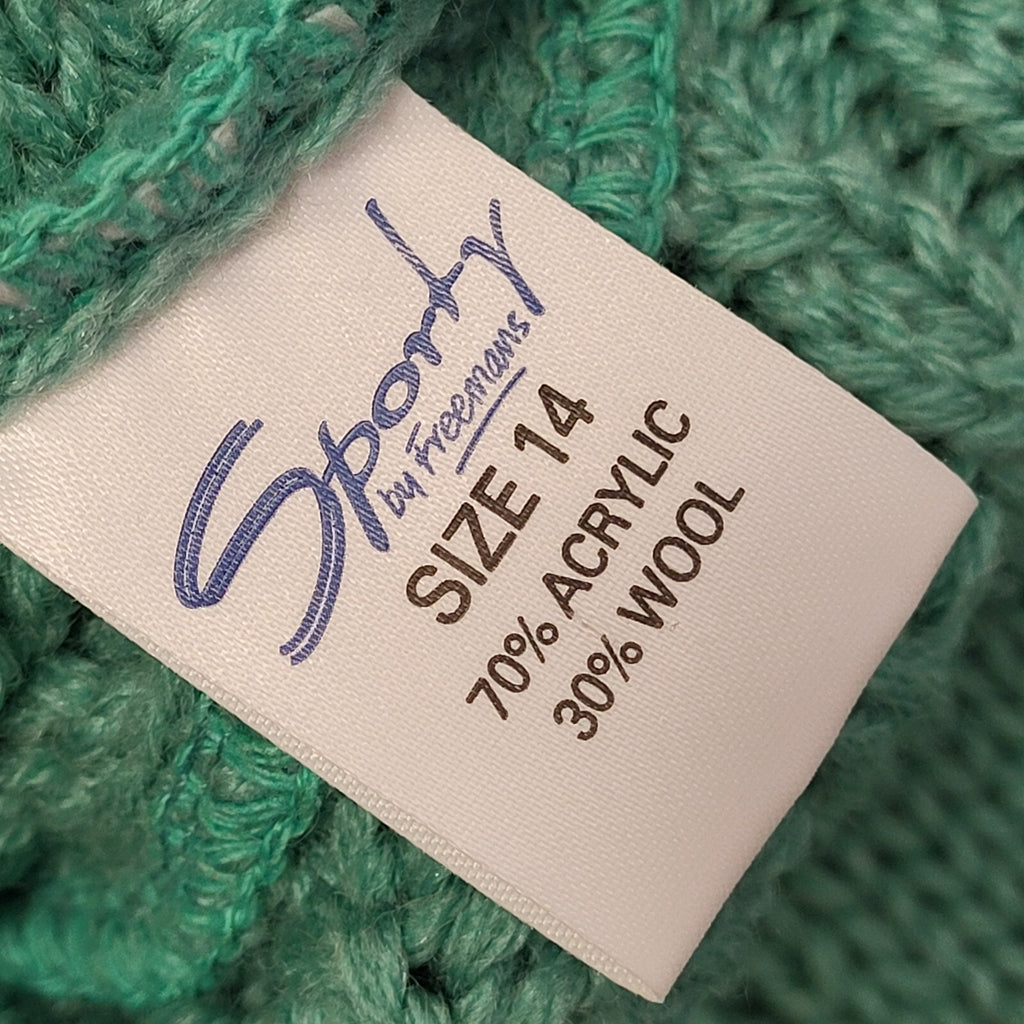 Freemans Vintage 80's Green Roll Neck Jumper UK Womens Size 14