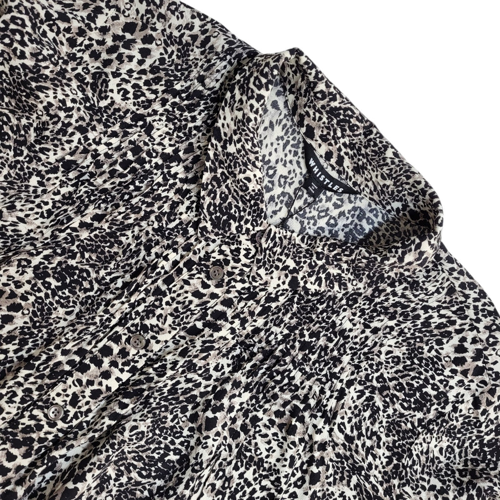 Whistles Black & Brown 90's Long Sleeve Animal Print BNWT Shirt Women's Size 16