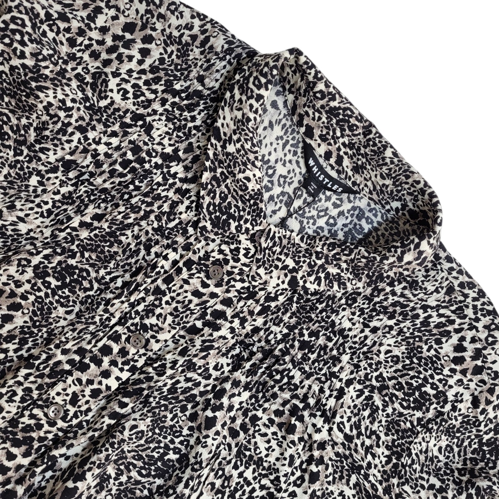 Whistles Black & Brown 90's Long Sleeve Animal Print BNWT Shirt Women's Size 16
