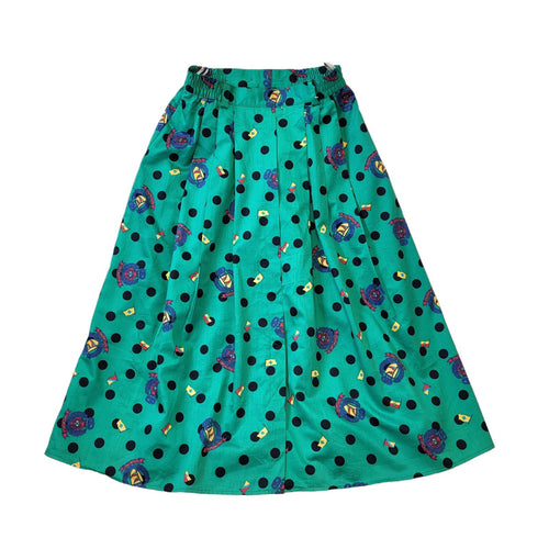 Barco Sport 80's Vintage Green Polka Dot Skirt Women's Size 10 EU 38 W28