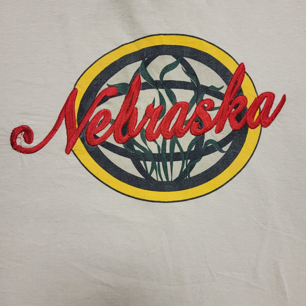 Vintage Edition Vintage 90's Beige Nebraska USA T-Shirt Uk Men's Size XL