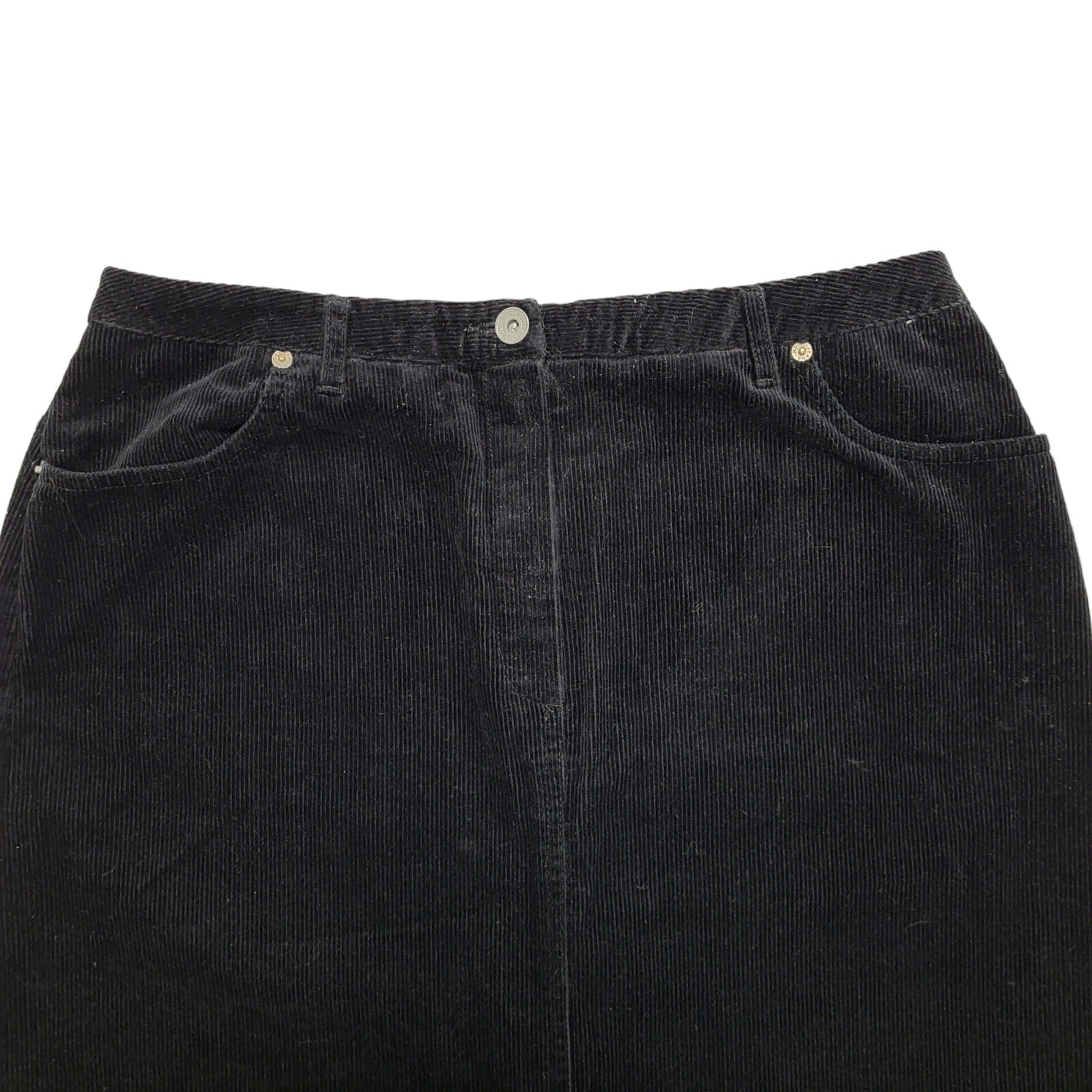 Next Vintage 90s Black Corduroy Long Skirt Womens UK Size 14 W32