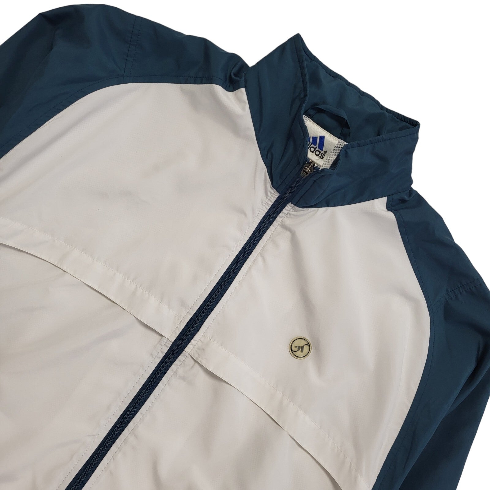 Adidas Clima Shell Vintage 90s White Blue Sports Track Jacket Uk Men's Size L