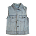 Blue Family 90s Vintage Sleeveless Blue Denim Button Shirt Uk Women's Size 14