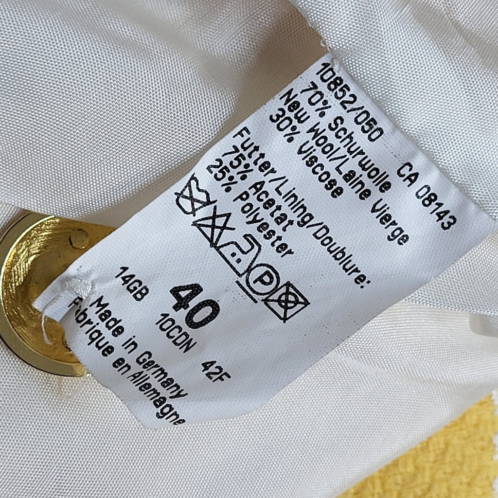 Lucia Yellow & White 90s Button Check Jacket UK Women's Size 12