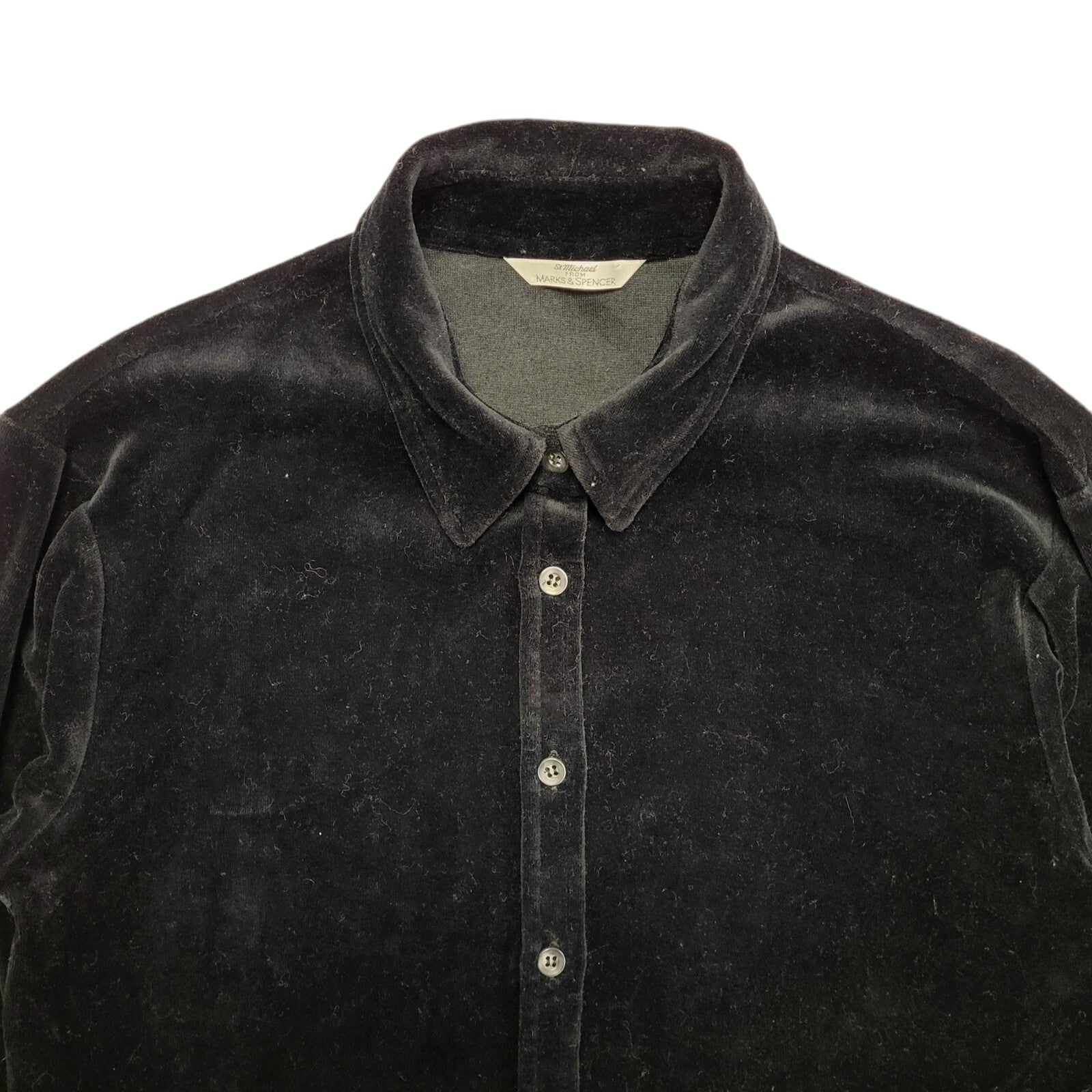 Marks and Spencer 90s Vintage Black Velour Long Sleeve Shirt Womens Size 10