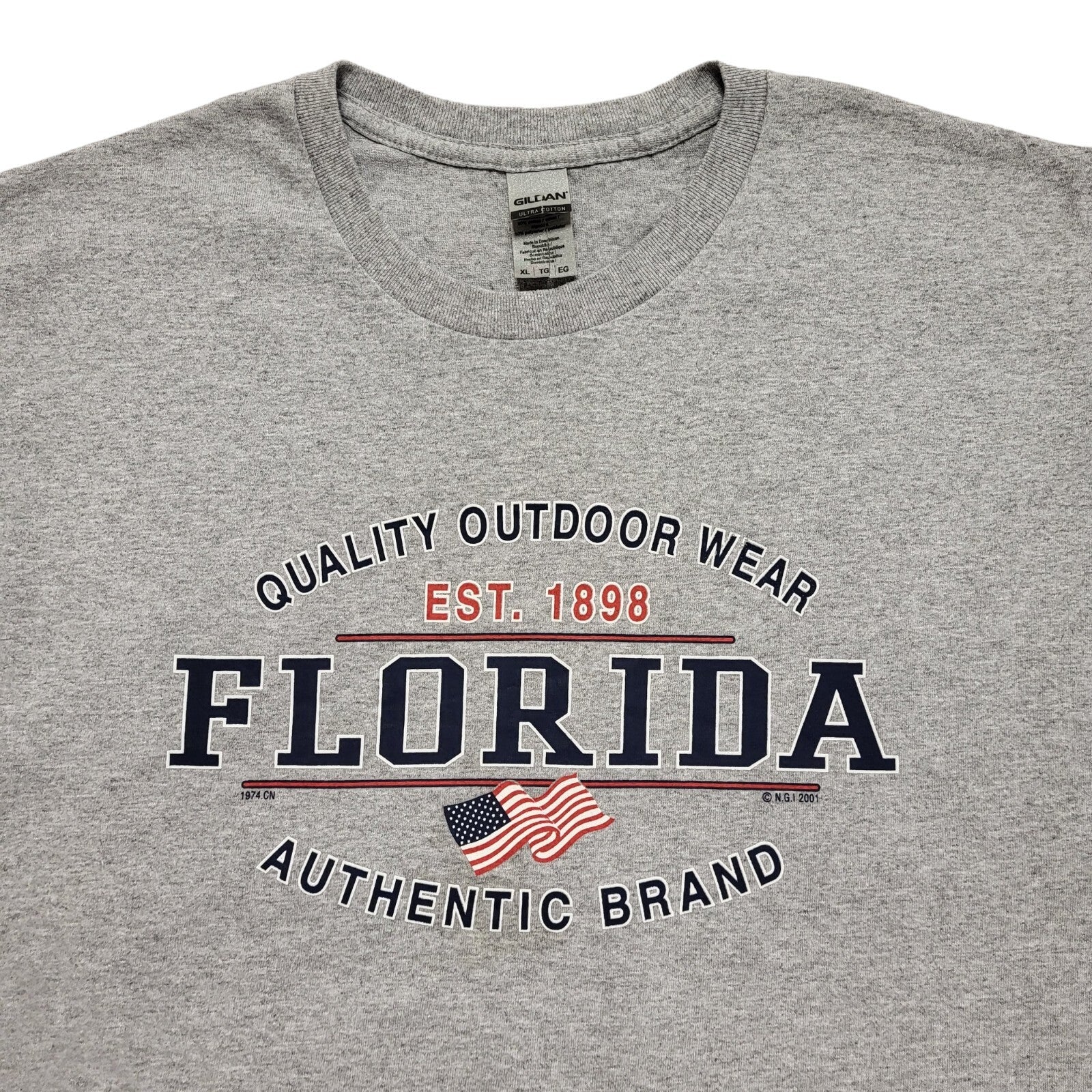 Gildan Vintage 80's  Grey Florida Short Sleeve T-Shirt Men's XL
