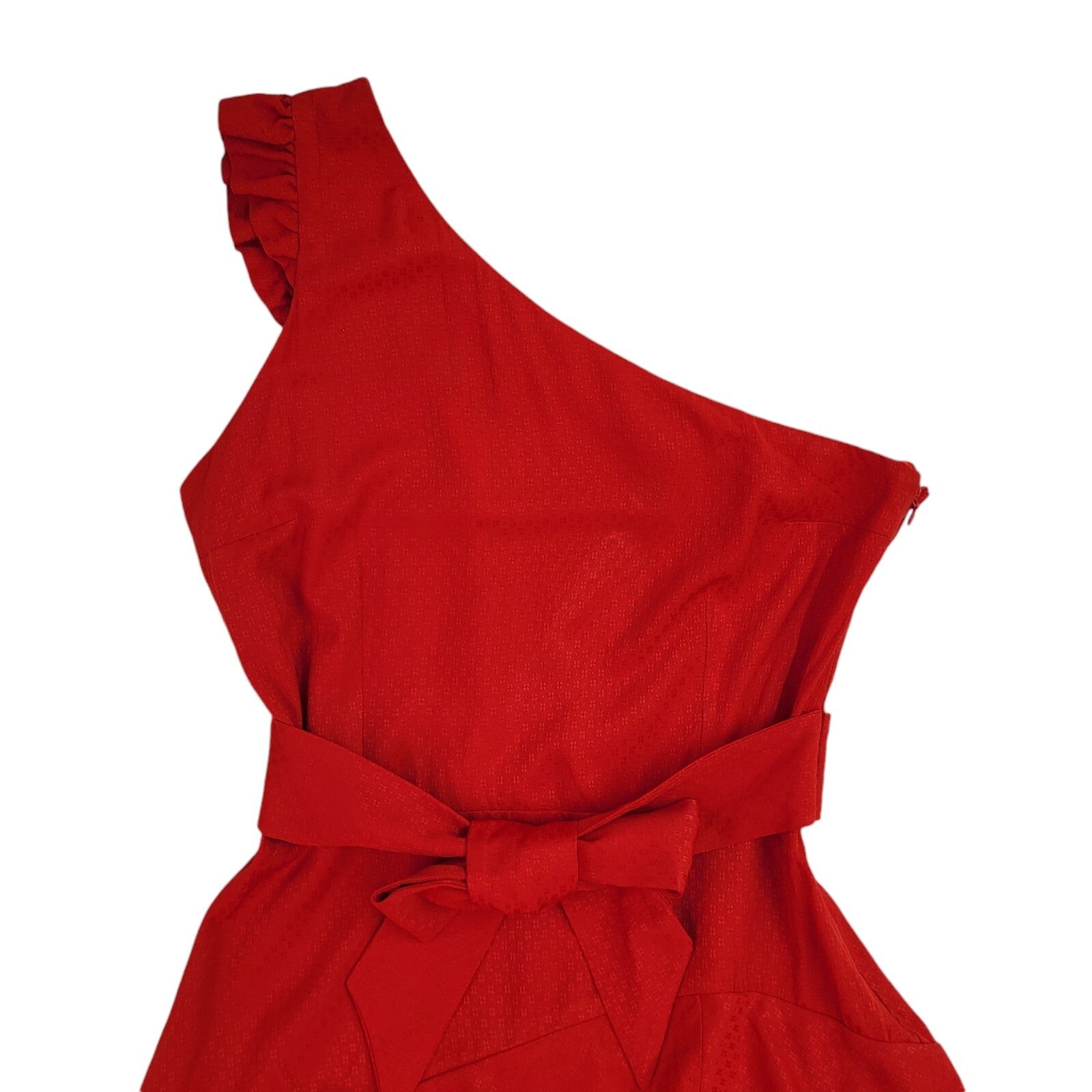 Les Petites 90's Red One Shoulder Ruffle Midi Length Dress UK Women's Size S