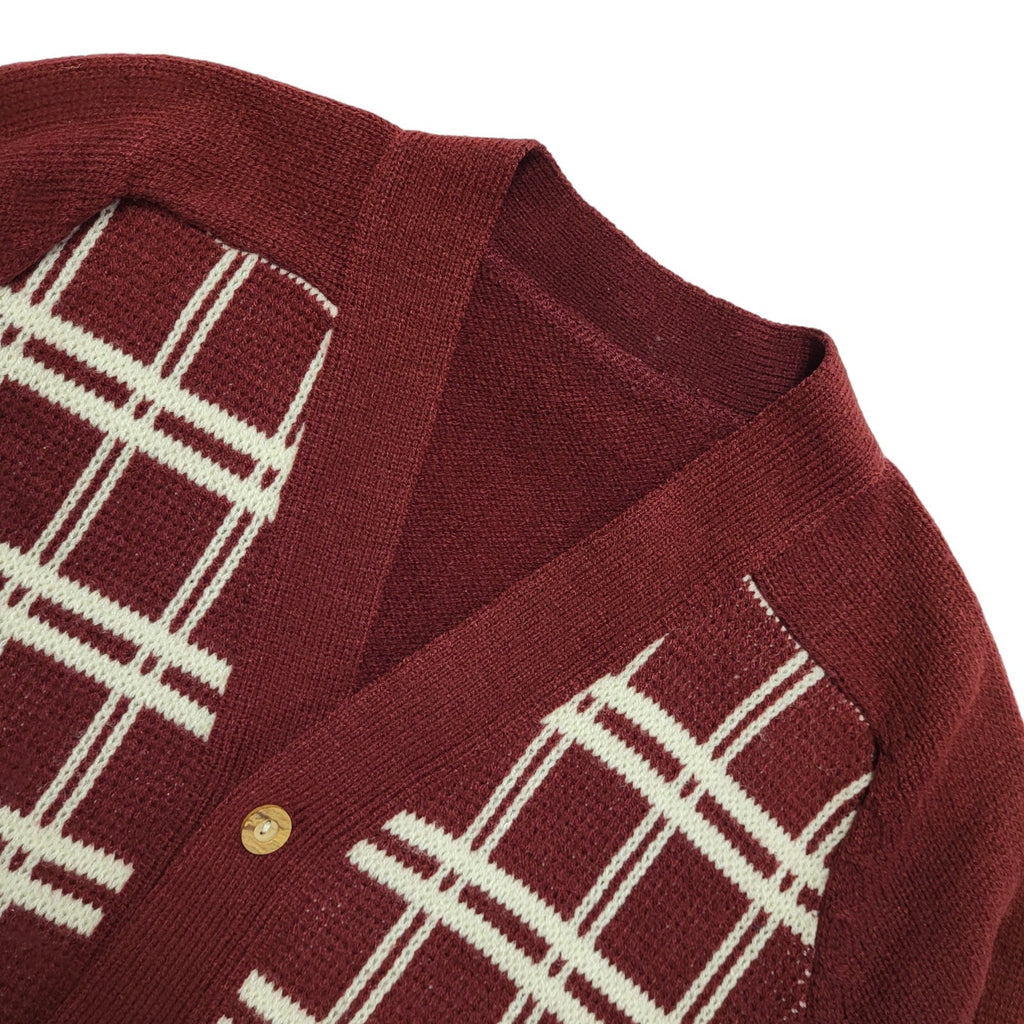Vintage 80s Red White Check Button Cardigan Uk Women's Size 14
