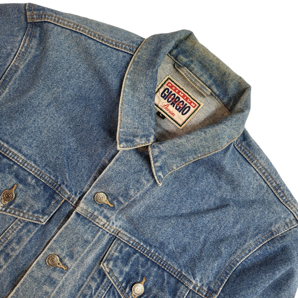 Gio Gio 80s Vintage Mid Blue Button Denim Jacket Uk Men's Size Large