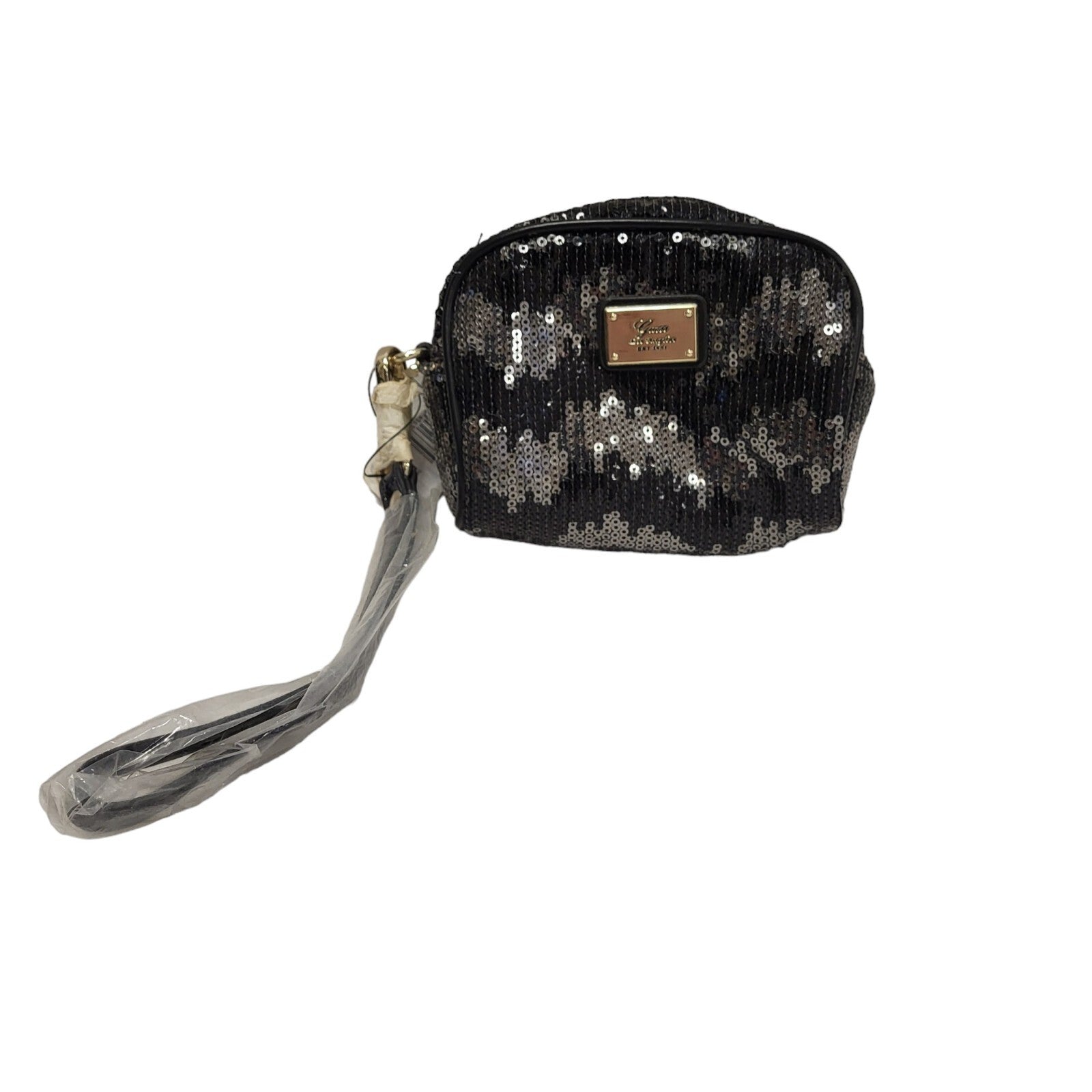 Guess Black Sequins Zip Micro Clutch Bag Uk Women's Size 5" x 4.5"