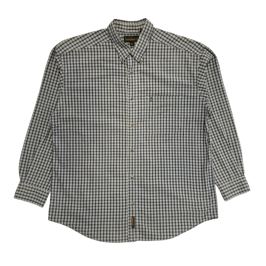 Timberland Vintage 90's Grey & Blue Checked Long Sleeve Shirt Mens UK XL