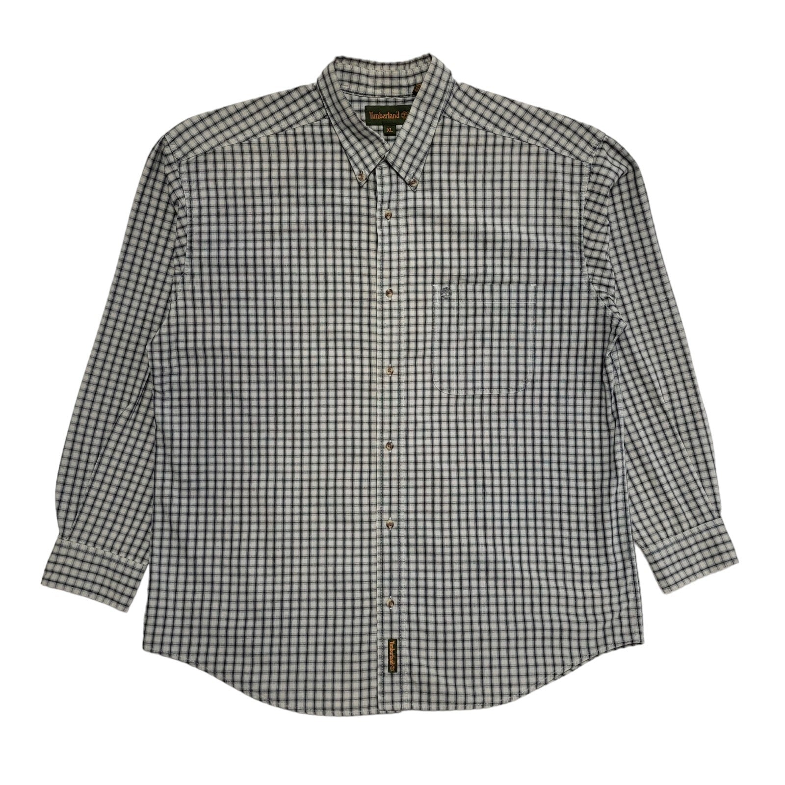 Timberland Vintage 90's Grey & Blue Checked Long Sleeve Shirt Mens UK XL