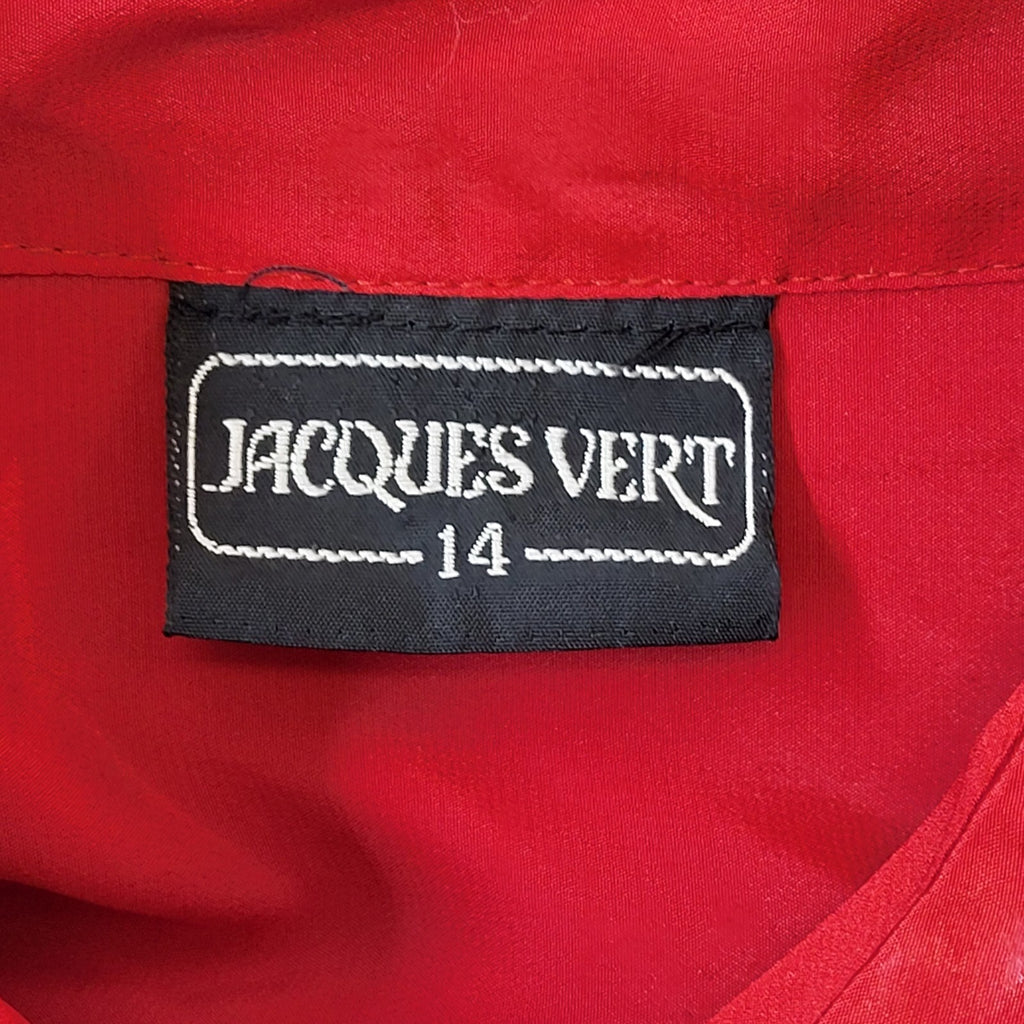 Jaques Vert 80s Vintage Red Sequin Long Sleeve Blouse Women's Size 14 EU 42