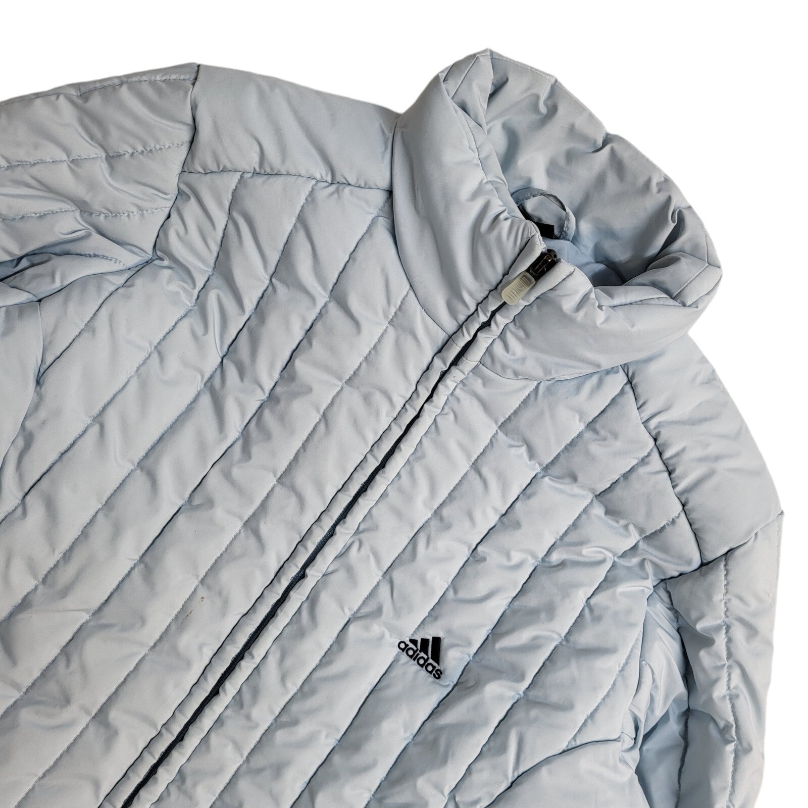 Adidas Vintage 90s Light Blue Quilted Sports Jacket Uk Women's Size 16