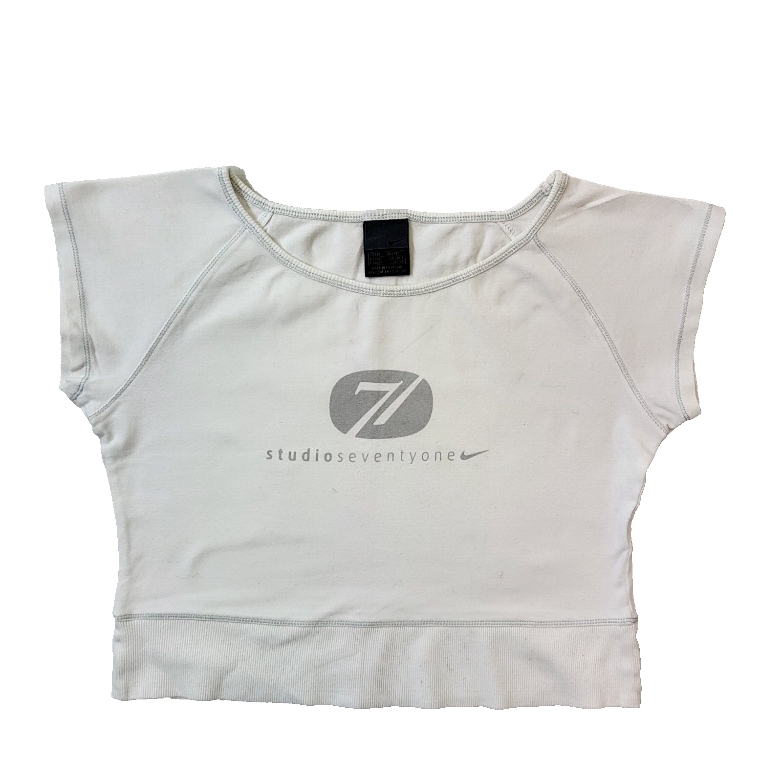 Nike Y2K White Cropped Short Sleeve Top Womens UK M EU 38
