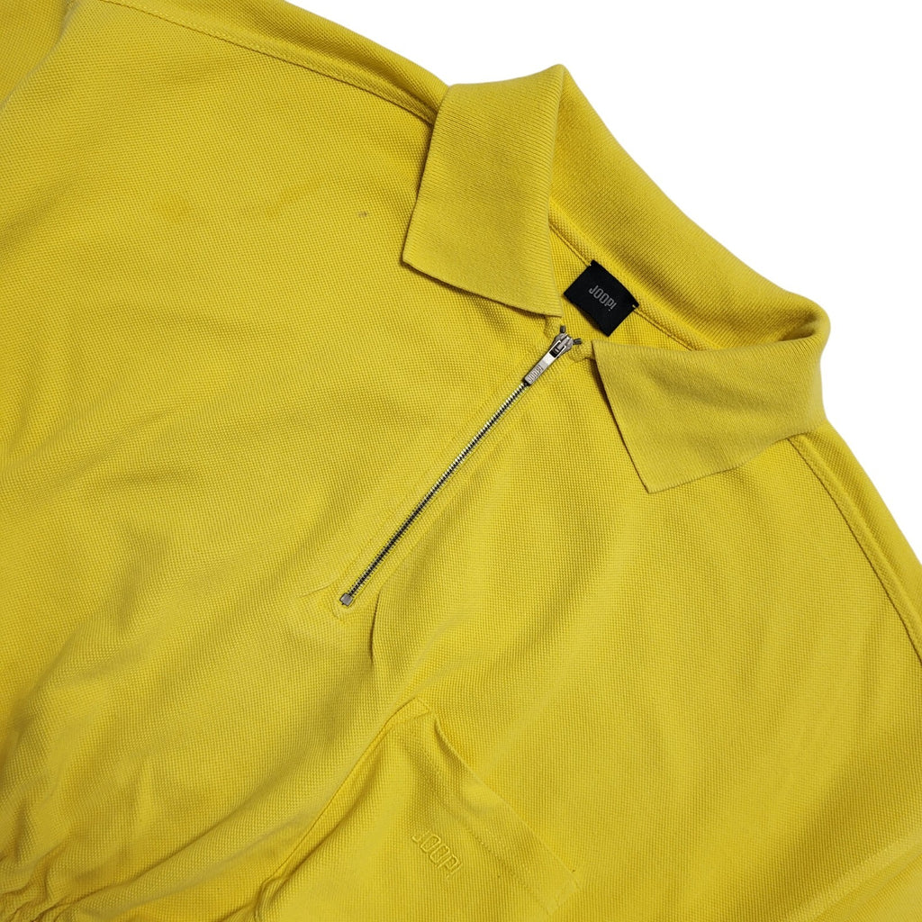 Joop 90s Vintage Yellow Copped Polo T-Shirt Top Uk Women's Small