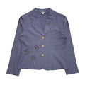 Damart Vintage 80's Blue Button Front Linen Dress Jacket Uk Women's Size 12