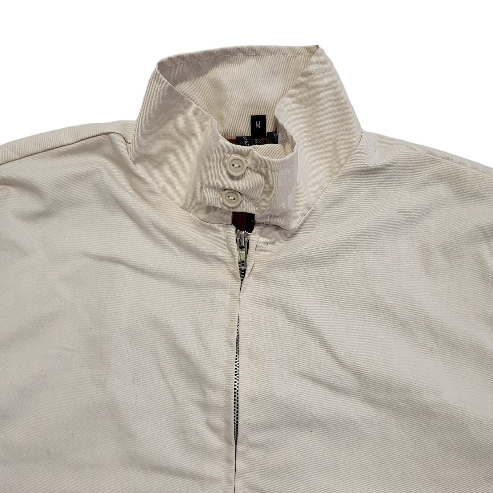 Made In England Vintage 90s Beige Zipped Bomber Jacket Men's Size Medium