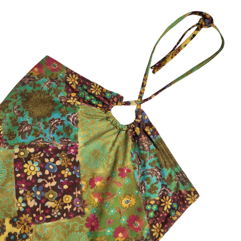 New Look Y2k Green Halter A-Line Hippie Boho Dress Uk Women's Size 12