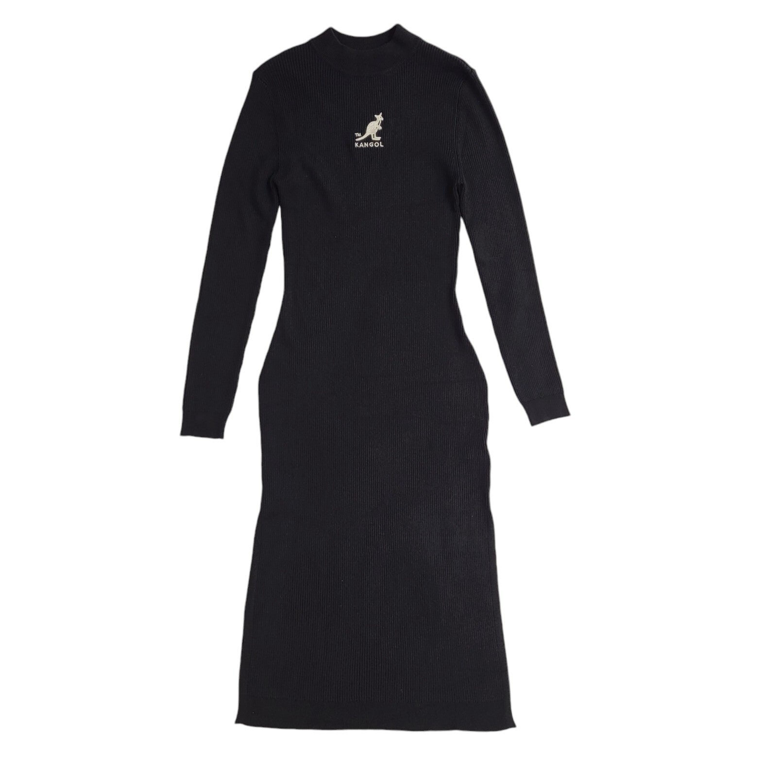 H&M Kangol Vintage Y2K Black Body Con Long Sleeve Jumper Dress Women's UK Size S