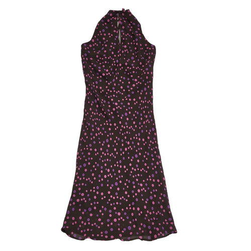 Bay Vintage 90s Pink & Purple Polka Dot Sleeveless Dress Uk Women's Size 10