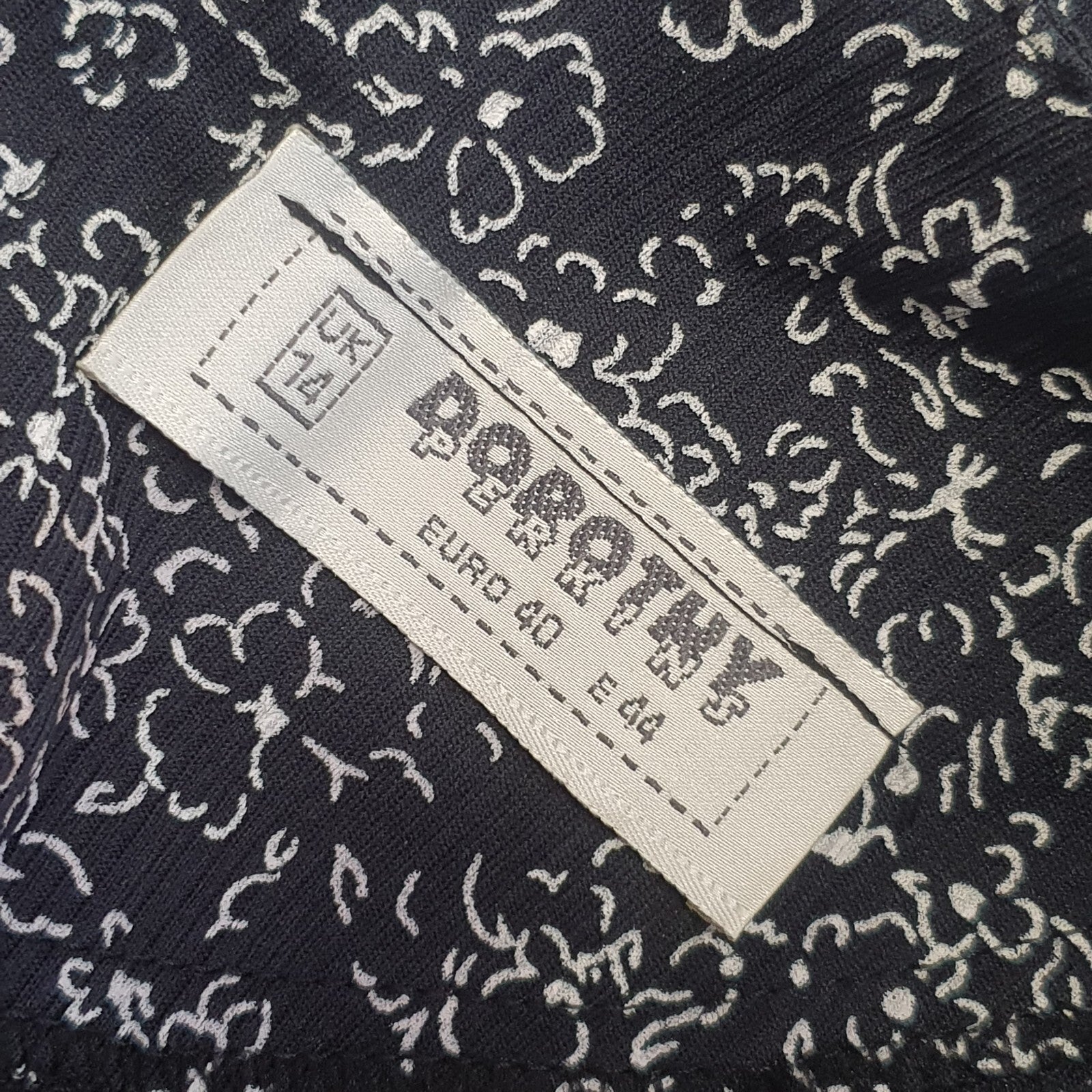 Dorothy Perkins Vintage 90s Black & White Floral Prairie Dress Womens UK Size 14