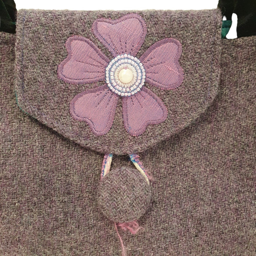 Harris Tweed Purple Wool Triangle Small Top Handle Handbag Uk Women's 13" x 7"