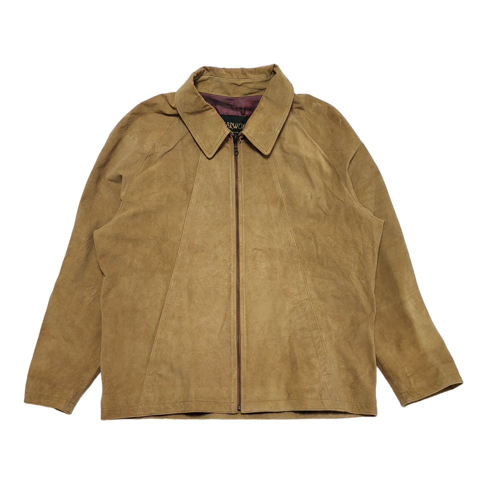 Wearwolf 80s Vintage Light Brown Zipped Suede Jacket Uk Men's Size XL