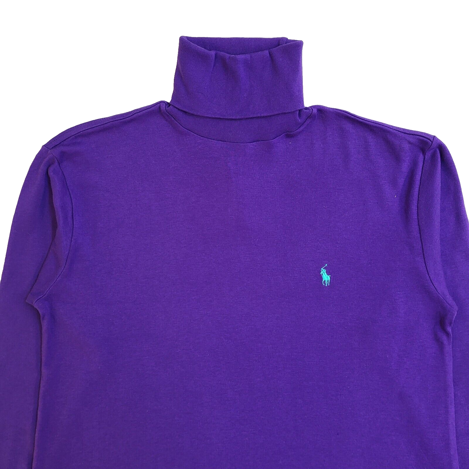 Ralph Lauren Purple Roll Neck Y2K Long Sleeve Jumper UK Women's Size S