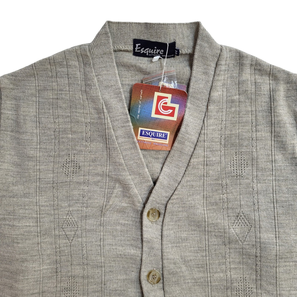 Esquire Vintage Beige Button Cardigan UK Men's Size XL Bnwt