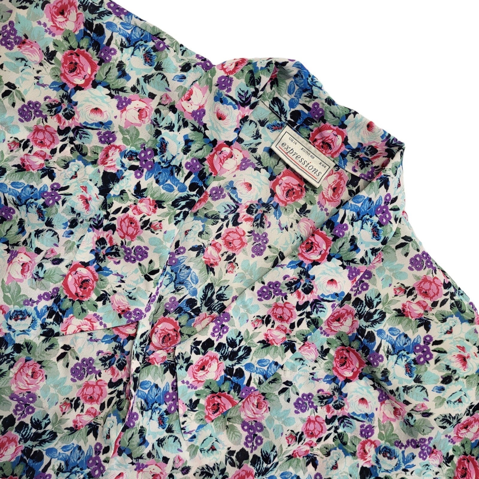 Expressions Vintage 90's Multicolored Floral Blouse Womens UK Size 14