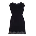 Next 90's Black Velour Lace Trim Knee Length Dress UK Women's Size 8