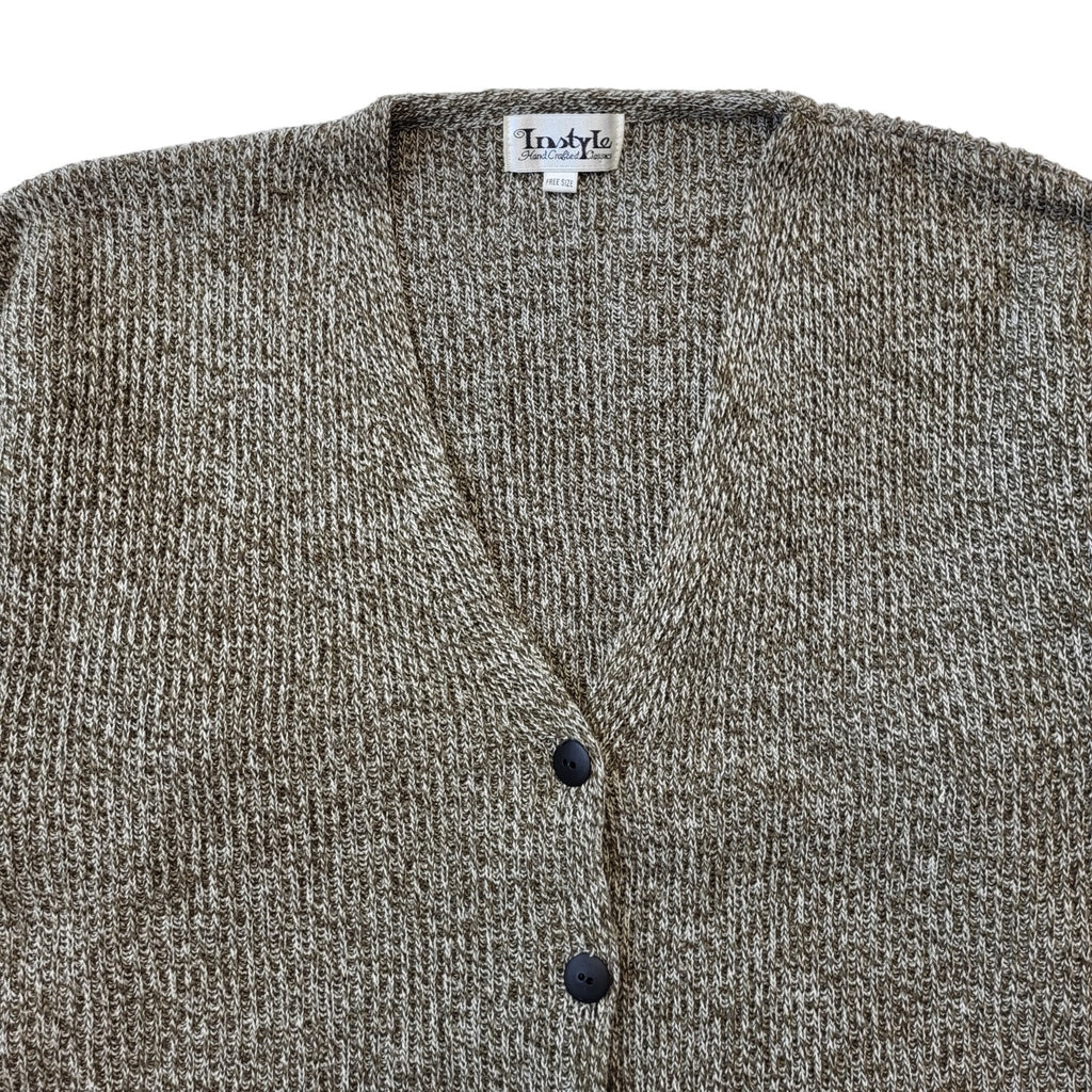 Instyle 90s Vintage Brown Acrylic Button-Up Cardigan Women's Size Free Size