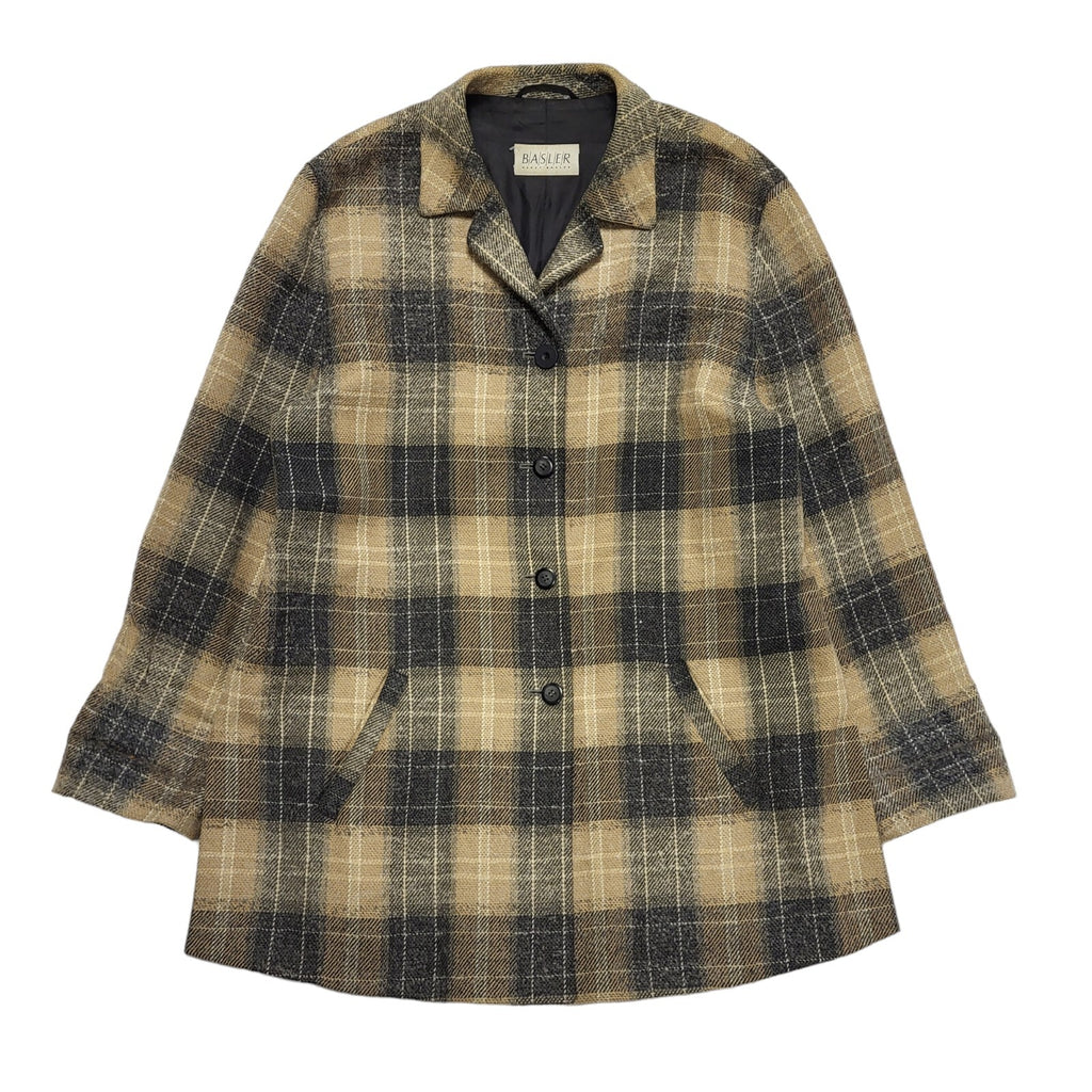 Basler 90s Vintage Brown Grey Check Wool Casual Jacket Uk Women's Size 14
