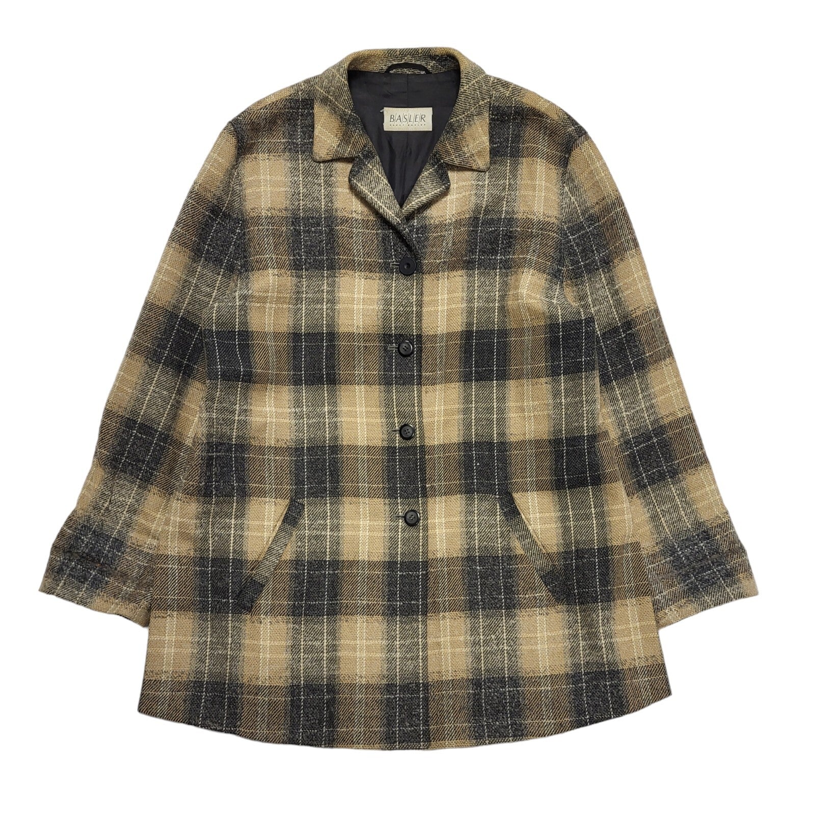 Basler 90s Vintage Brown Grey Check Wool Casual Jacket Uk Women's Size 14