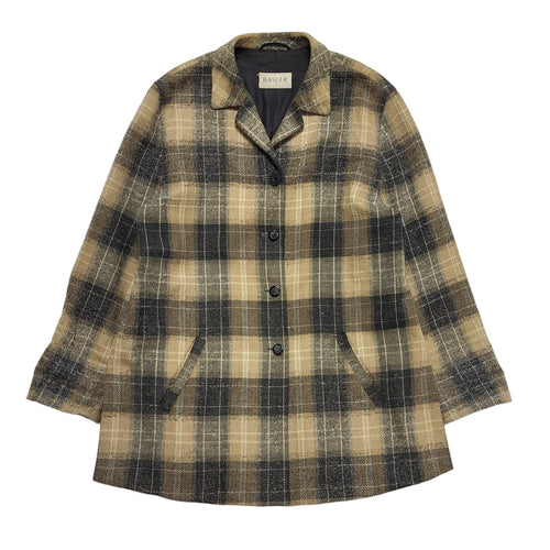 Basler 90s Vintage Brown Grey Check Wool Casual Jacket Uk Women's Size 14