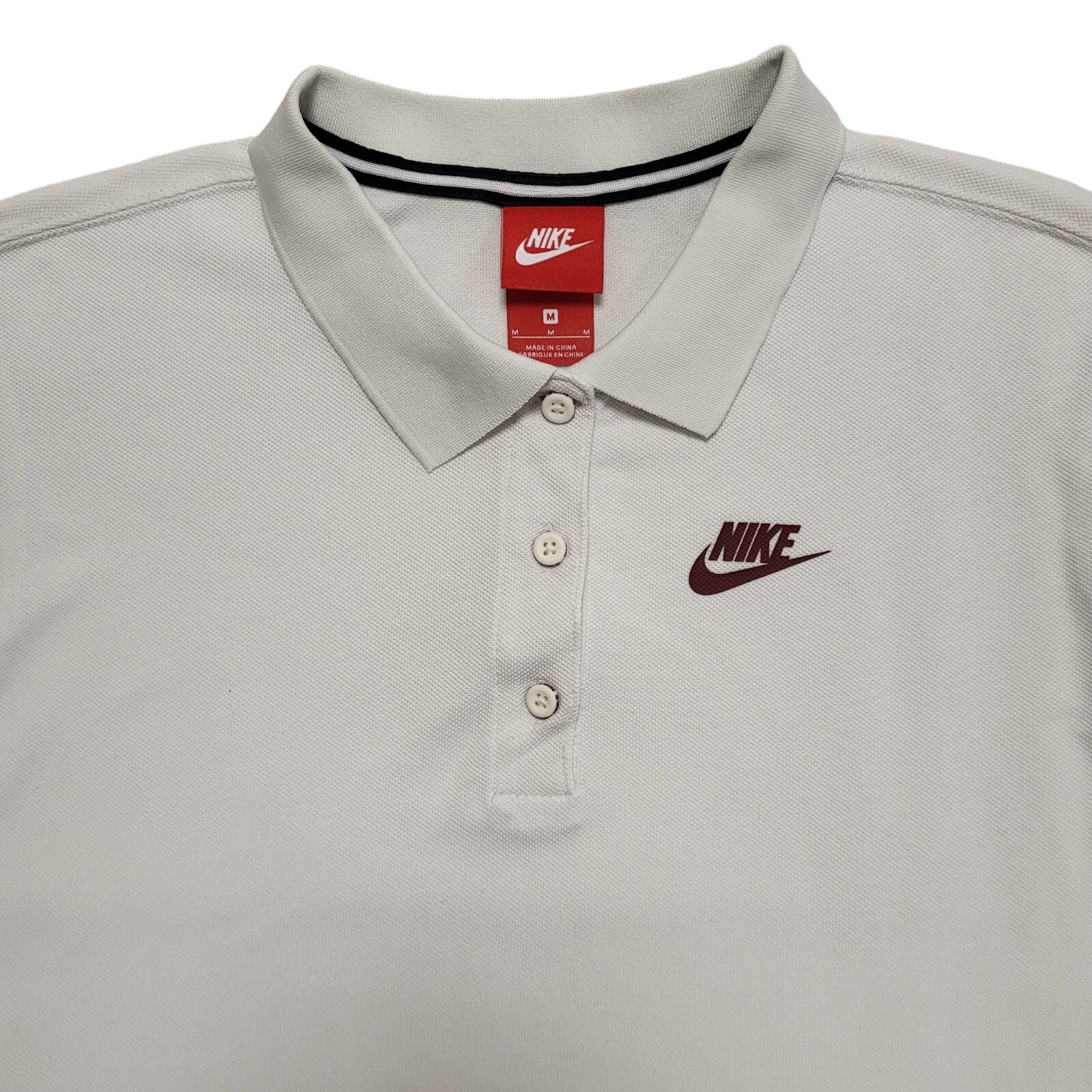 Nike Y2K Vintage White Cropped Polo Shirt Uk Women's Size Medium