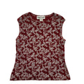 Ronnie Nicole Vintage 90's Red Sleeveless Leaf Print Glitter Top Womens UK M