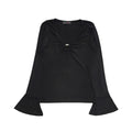 Melrose Vintage Y2K Black Metal Ring Detail Flared Sleeve Top Womens UK Size 10?