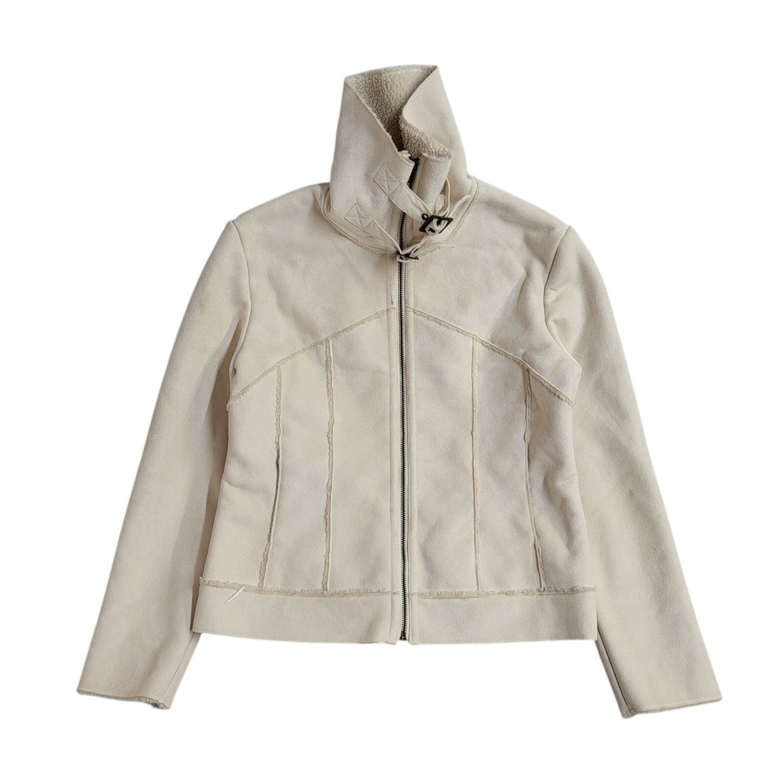 Next Vintage 90s Cream Fleece Zipped Jacket Uk Women's Size 12
