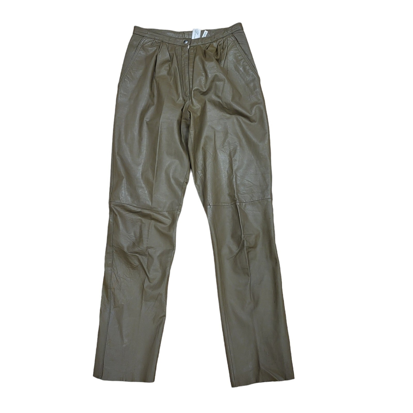 Vintage 80's Brown Leather Tapered Trousers Womens UK Size 14 W28 L31