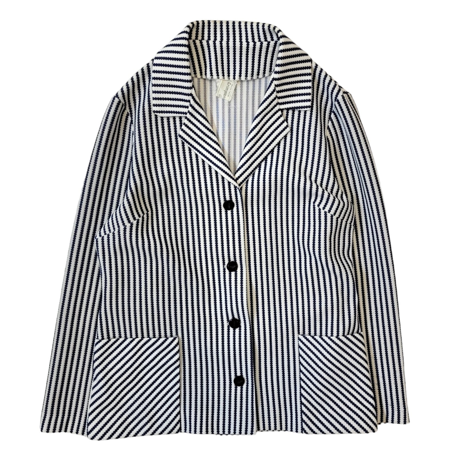 70s Vintage Blue & White Striped Button Jacket Women's Size Medium Eu 38
