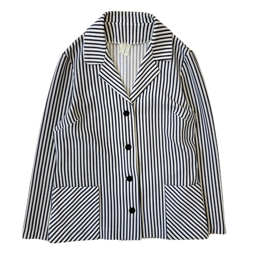 70s Vintage Blue & White Striped Button Jacket Women's Size Medium Eu 38