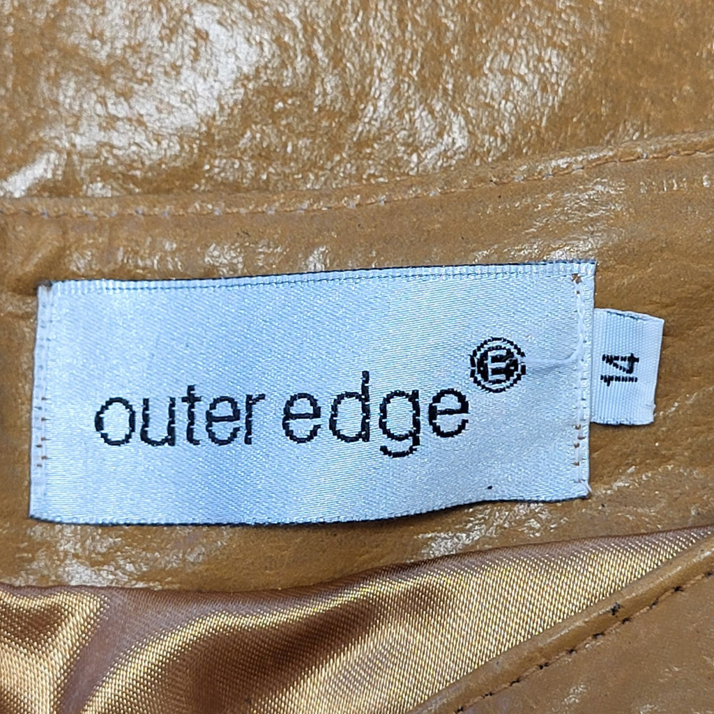 Outer Edge Y2K Vintage Bootcut Brown Leather Trousers Women's Size 14 W32 L32