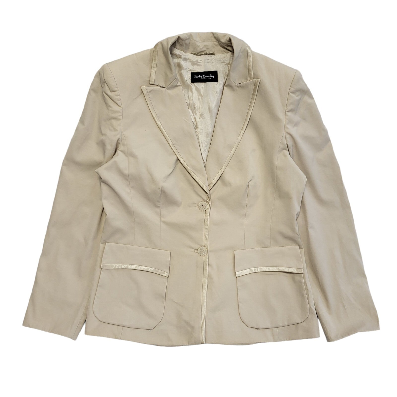 Betty Barclay Vintage 90s Beige Solid Blazer Jacket Womens Size 16