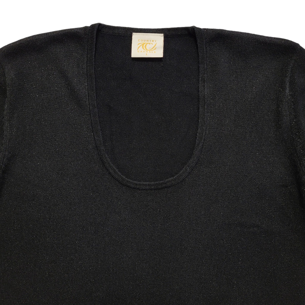 Country Casuals Vintage 90s Black Round Neck T-Shirt Uk Women's Size L